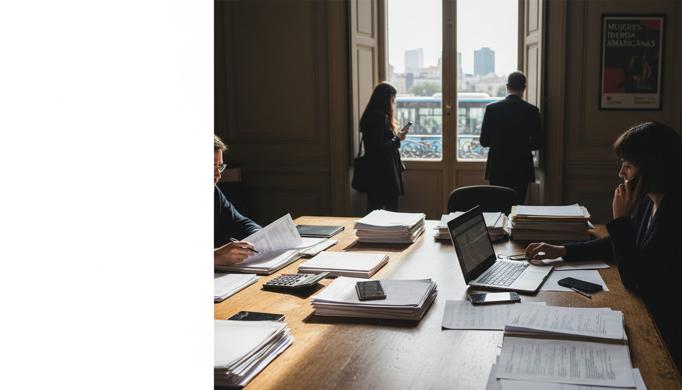 Fachada de Casa de América en Madrid durante una agenda cultural